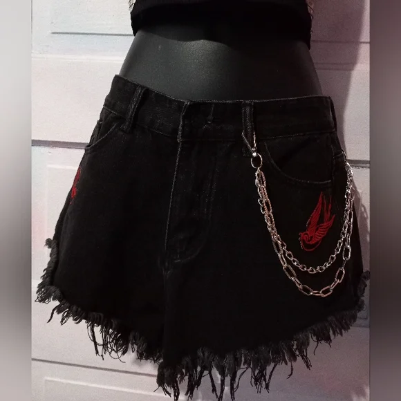 RAGE custom gothic babe OOAK vintage shorts! SOLD - Picture 3 of 9